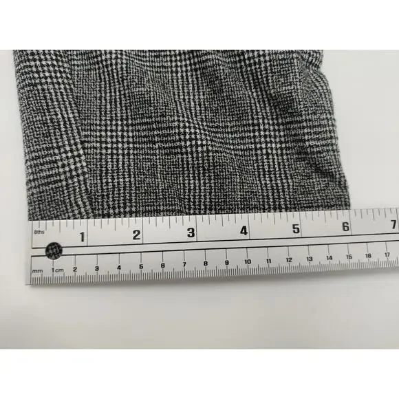 H&M Womens Plaid Trousers Size 12 Black White Houndstooth Elastic Waist - Picture 10 of 10